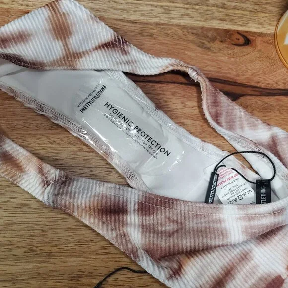 Nude Ribbed Tie Dye High Leg Bikini Bottoms and Top - Picture 5 of 6